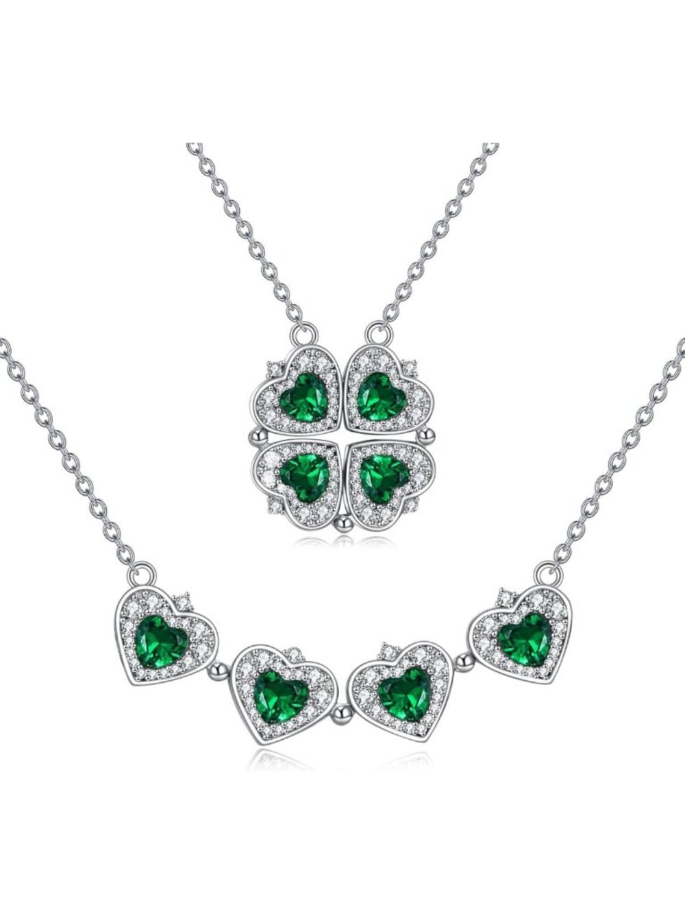 Sterling Silver Lucky Clover Heart Necklace - Elegant Gift for Women